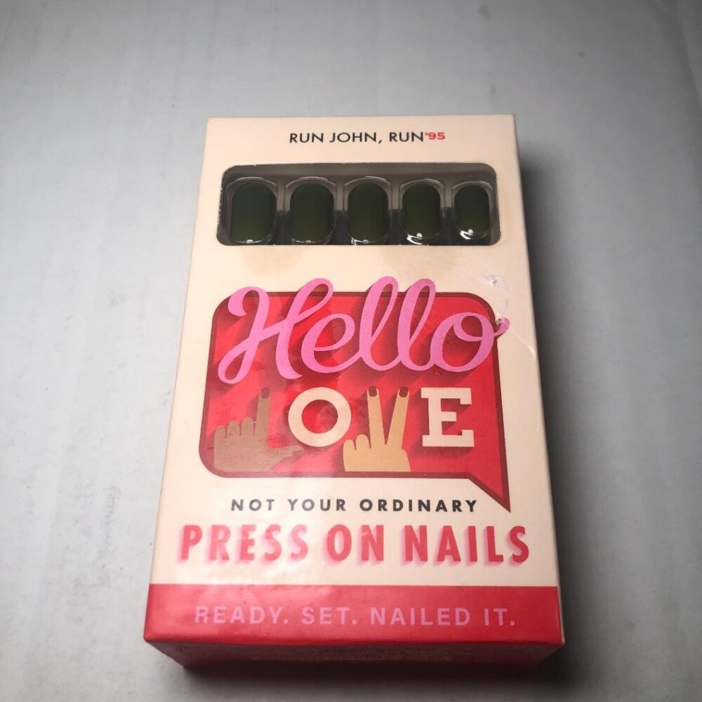 Hello Love Press On Nails Green Shiny Run John, Run SOLD OUT St Patrick's Day